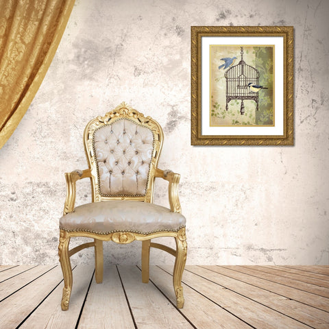Botanical Birdcage II Gold Ornate Wood Framed Art Print with Double Matting by Brent, Paul