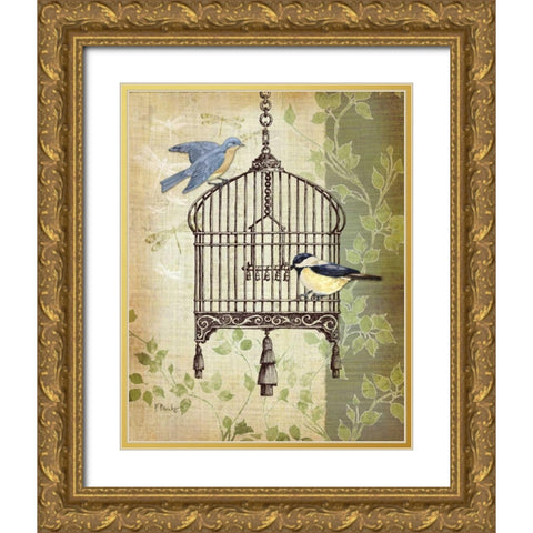 Botanical Birdcage II Gold Ornate Wood Framed Art Print with Double Matting by Brent, Paul