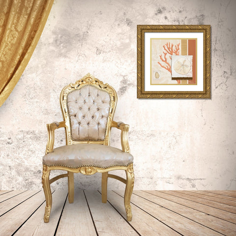 Aquarius Coral Sq III Gold Ornate Wood Framed Art Print with Double Matting by Brent, Paul