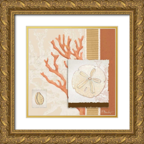 Aquarius Coral Sq III Gold Ornate Wood Framed Art Print with Double Matting by Brent, Paul