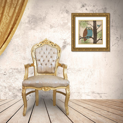 Fantasy Owls II Gold Ornate Wood Framed Art Print with Double Matting by Brent, Paul
