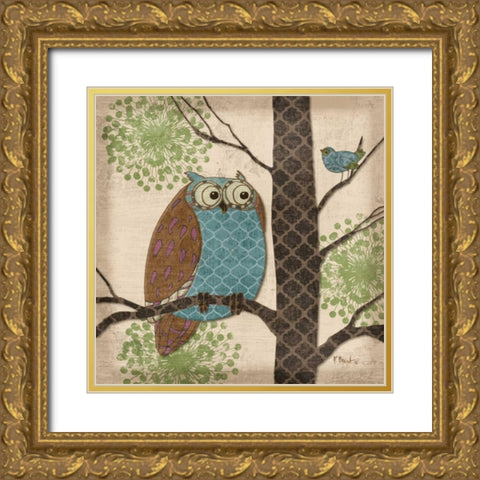 Fantasy Owls II Gold Ornate Wood Framed Art Print with Double Matting by Brent, Paul