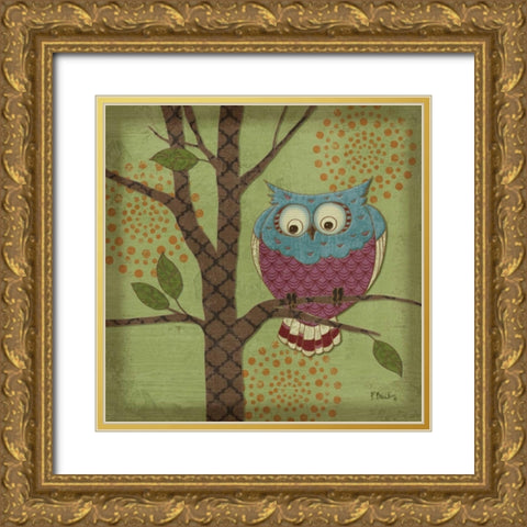 Fantasy Owls III Gold Ornate Wood Framed Art Print with Double Matting by Brent, Paul