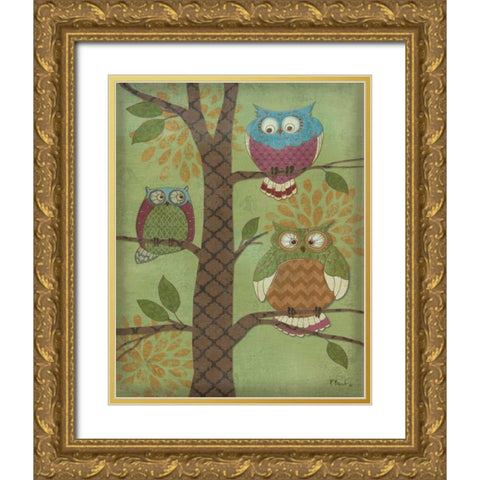 Fantasy Owls Vertical I Gold Ornate Wood Framed Art Print with Double Matting by Brent, Paul