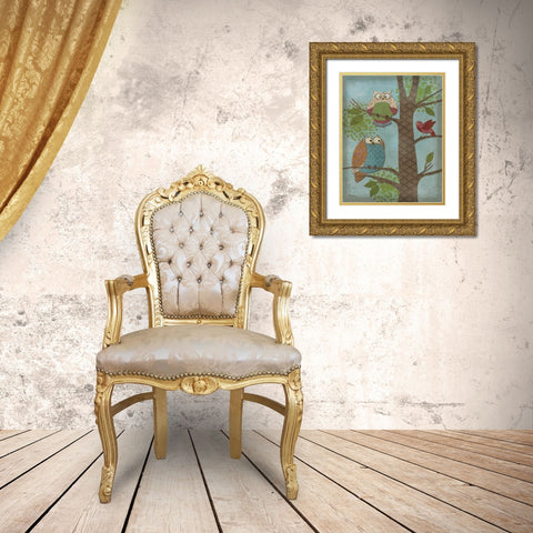 Fantasy Owls Vertical II Gold Ornate Wood Framed Art Print with Double Matting by Brent, Paul