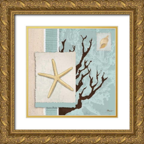 Aquarius Blue Sq III Gold Ornate Wood Framed Art Print with Double Matting by Brent, Paul