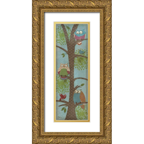 Fantasy Owls Panel II Gold Ornate Wood Framed Art Print with Double Matting by Brent, Paul