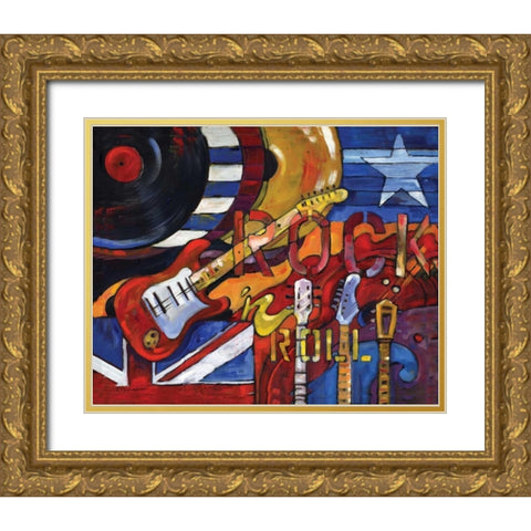 Rock N Roll Gold Ornate Wood Framed Art Print with Double Matting by Brent, Paul