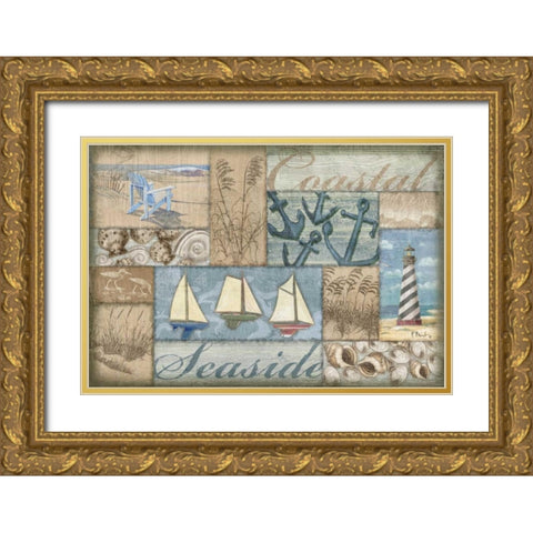 Bateau Bay Collage I Gold Ornate Wood Framed Art Print with Double Matting by Brent, Paul