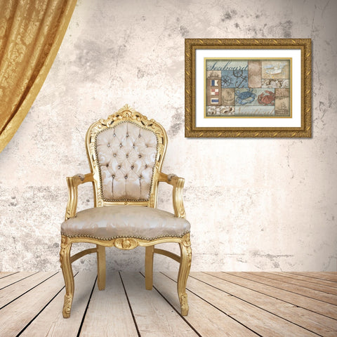 Bateau Bay Collage II Gold Ornate Wood Framed Art Print with Double Matting by Brent, Paul