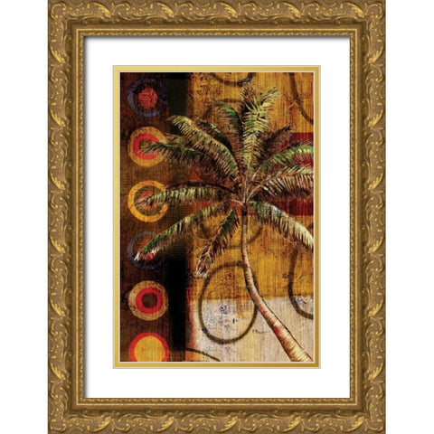 Modern Palm II Gold Ornate Wood Framed Art Print with Double Matting by Brent, Paul