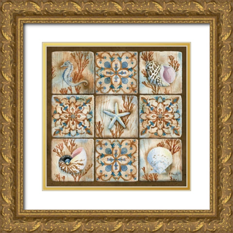Sea Isle Collage I Gold Ornate Wood Framed Art Print with Double Matting by Brent, Paul