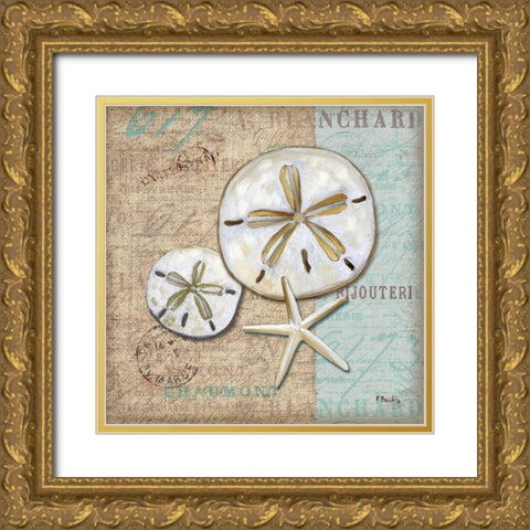 Linen Shells II Gold Ornate Wood Framed Art Print with Double Matting by Brent, Paul