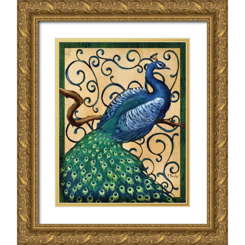 Majestic Peacock I Gold Ornate Wood Framed Art Print with Double Matting by Brent, Paul