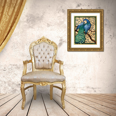 Majestic Peacock II Gold Ornate Wood Framed Art Print with Double Matting by Brent, Paul