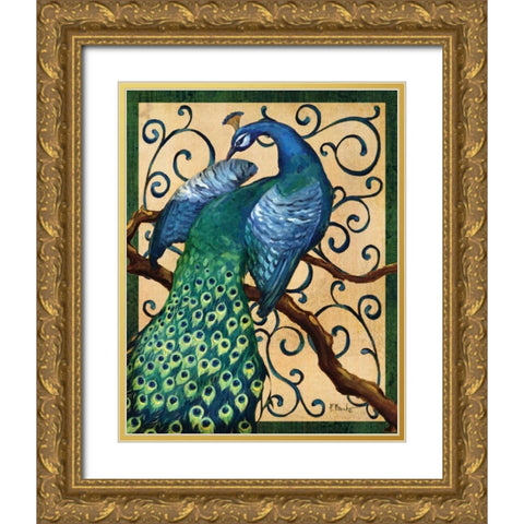 Majestic Peacock II Gold Ornate Wood Framed Art Print with Double Matting by Brent, Paul