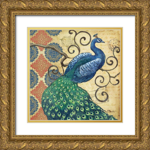 Peacocks Splendor I Gold Ornate Wood Framed Art Print with Double Matting by Brent, Paul