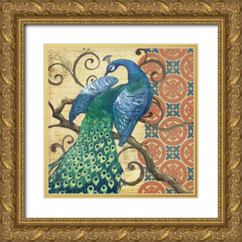 Peacocks Splendor II Gold Ornate Wood Framed Art Print with Double Matting by Brent, Paul