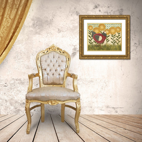 Sunny Hen I Gold Ornate Wood Framed Art Print with Double Matting by Brent, Paul