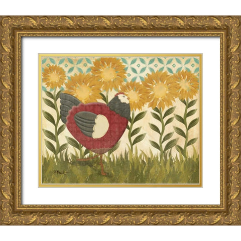 Sunny Hen I Gold Ornate Wood Framed Art Print with Double Matting by Brent, Paul