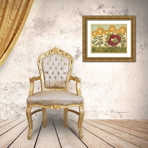 Sunny Hen II Gold Ornate Wood Framed Art Print with Double Matting by Brent, Paul