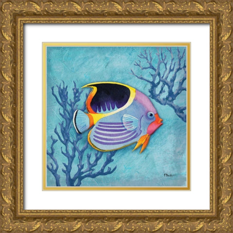 Azure Tropical Fish I Gold Ornate Wood Framed Art Print with Double Matting by Brent, Paul