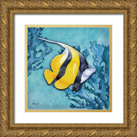 Azure Tropical Fish II Gold Ornate Wood Framed Art Print with Double Matting by Brent, Paul