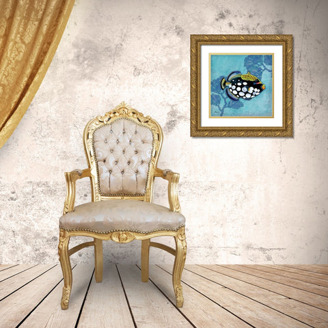 Azure Tropical Fish III Gold Ornate Wood Framed Art Print with Double Matting by Brent, Paul