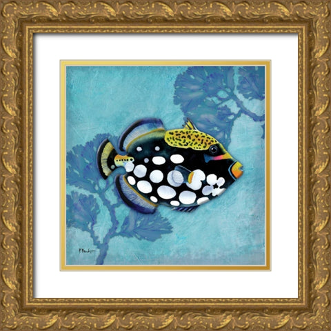 Azure Tropical Fish III Gold Ornate Wood Framed Art Print with Double Matting by Brent, Paul