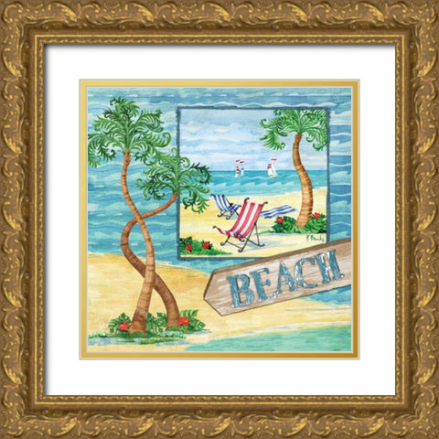 Whimsy Bay Collage II Gold Ornate Wood Framed Art Print with Double Matting by Brent, Paul