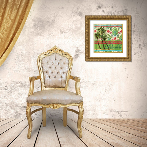 Tropical Ikat Palm I Gold Ornate Wood Framed Art Print with Double Matting by Brent, Paul