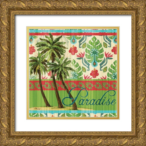 Tropical Ikat Palm I Gold Ornate Wood Framed Art Print with Double Matting by Brent, Paul