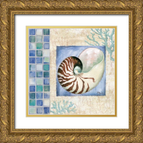 Mosaic Shell Collage V Gold Ornate Wood Framed Art Print with Double Matting by Brent, Paul