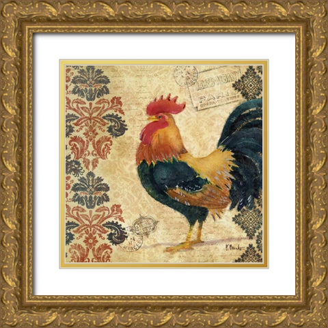 Gourmet Rooster II Gold Ornate Wood Framed Art Print with Double Matting by Brent, Paul