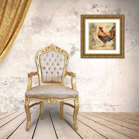 Gourmet Rooster IV Gold Ornate Wood Framed Art Print with Double Matting by Brent, Paul