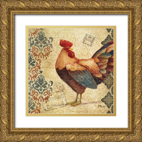 Gourmet Rooster IV Gold Ornate Wood Framed Art Print with Double Matting by Brent, Paul