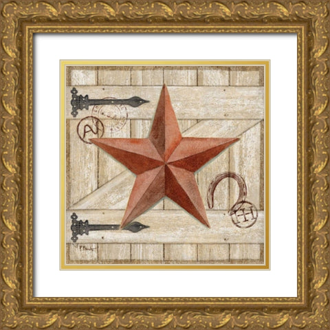 Barn Star I Gold Ornate Wood Framed Art Print with Double Matting by Brent, Paul