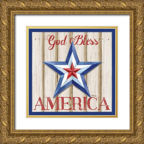 Patriotic Barn Star II Gold Ornate Wood Framed Art Print with Double Matting by Brent, Paul