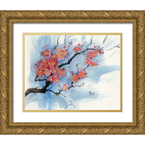 Cherry Blossoms I Gold Ornate Wood Framed Art Print with Double Matting by Brent, Paul