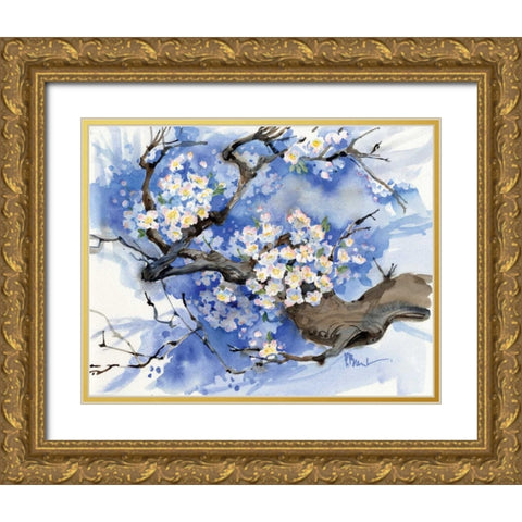 Cherry Blossoms II Gold Ornate Wood Framed Art Print with Double Matting by Brent, Paul