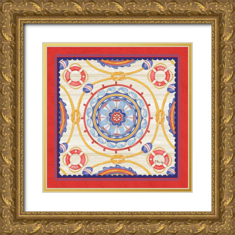 Red Nautical Suzani I Gold Ornate Wood Framed Art Print with Double Matting by Brent, Paul