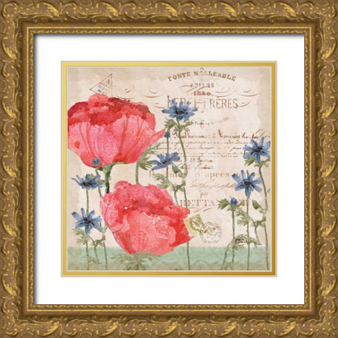 Parisian Peonies I Gold Ornate Wood Framed Art Print with Double Matting by Brent, Paul