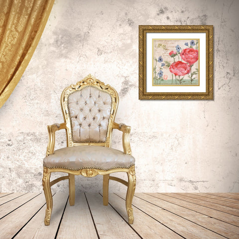 Parisian Peonies II Gold Ornate Wood Framed Art Print with Double Matting by Brent, Paul