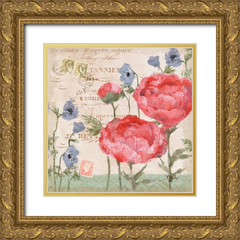 Parisian Peonies II Gold Ornate Wood Framed Art Print with Double Matting by Brent, Paul