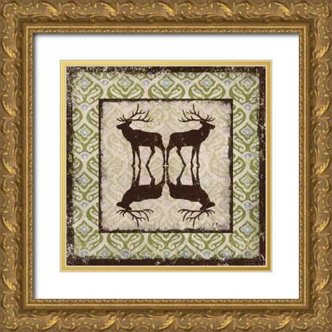 Modern Lodge Azure I Gold Ornate Wood Framed Art Print with Double Matting by Brent, Paul