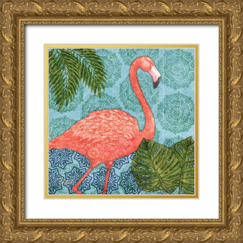 Bahama Flamingo I Gold Ornate Wood Framed Art Print with Double Matting by Brent, Paul