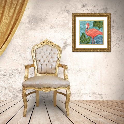 Bahama Flamingo II Gold Ornate Wood Framed Art Print with Double Matting by Brent, Paul