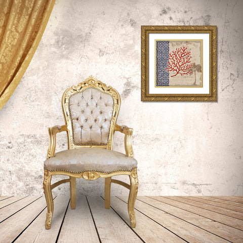 Burlap Coral I Gold Ornate Wood Framed Art Print with Double Matting by Brent, Paul