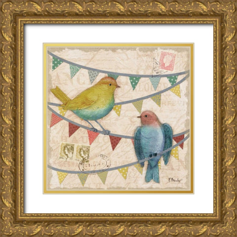 Fancy Flock I Gold Ornate Wood Framed Art Print with Double Matting by Brent, Paul