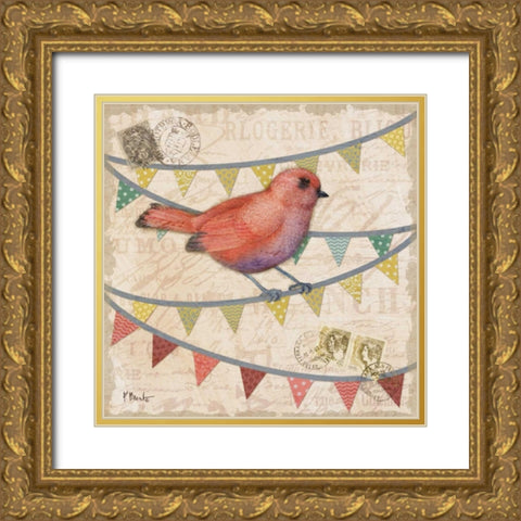 Fancy Flock III Gold Ornate Wood Framed Art Print with Double Matting by Brent, Paul